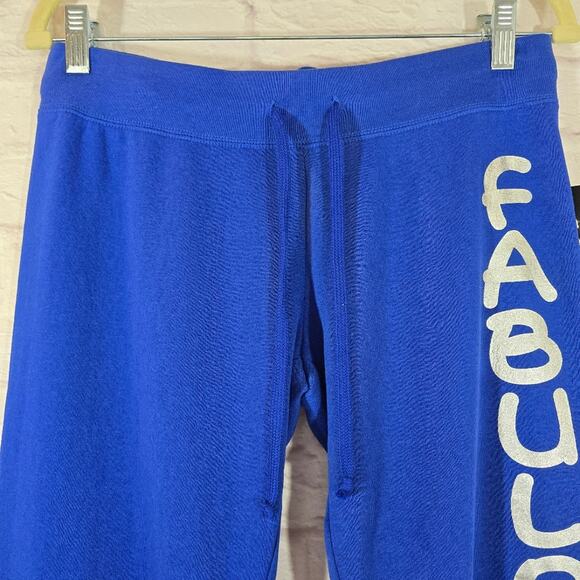 M Planet Gold Y2K Blue Fabulous Low Rise Cropped Sweatpants Joggers NWT Size M - Picture 2 of 8